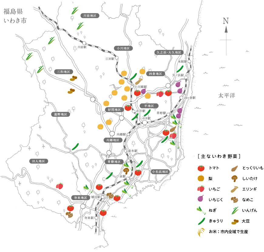 主な農作物の生産地